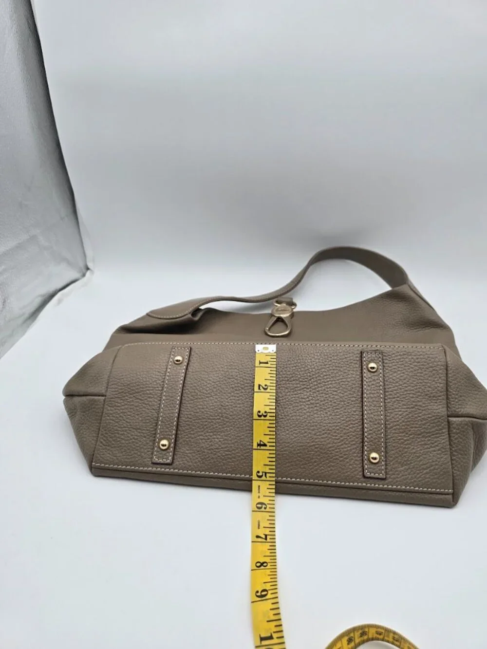 Dooney & Bourke Taupe Pebbled Leather Hobo Shoulder Bag